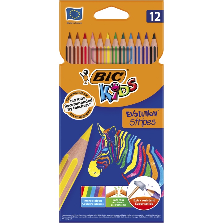 Kids Evolution Stripes Värikynät 12-setti (5 vuota+) ryhmässä Kids / Lastenkynät / Lasten värikynät @ Pen Store (100244)
