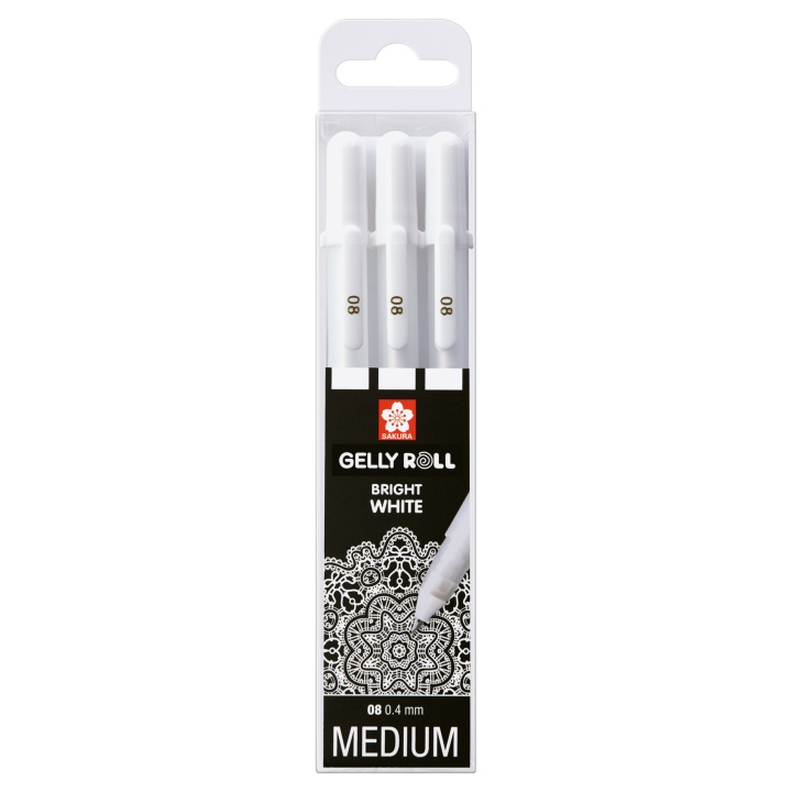 Gelly Roll Basic Valkoinen 3 kpl Medium ryhmässä Kynät / Kirjoittaminen / Geelikynät @ Pen Store (103536)