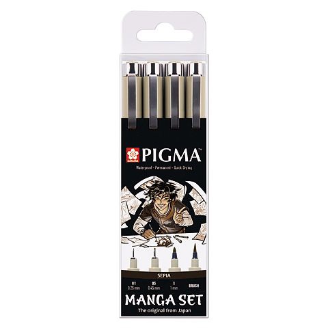 Pigma Sepia Manga 4-setti ryhmässä Kynät / Kirjoittaminen / Geelikynät @ Pen Store (103540)