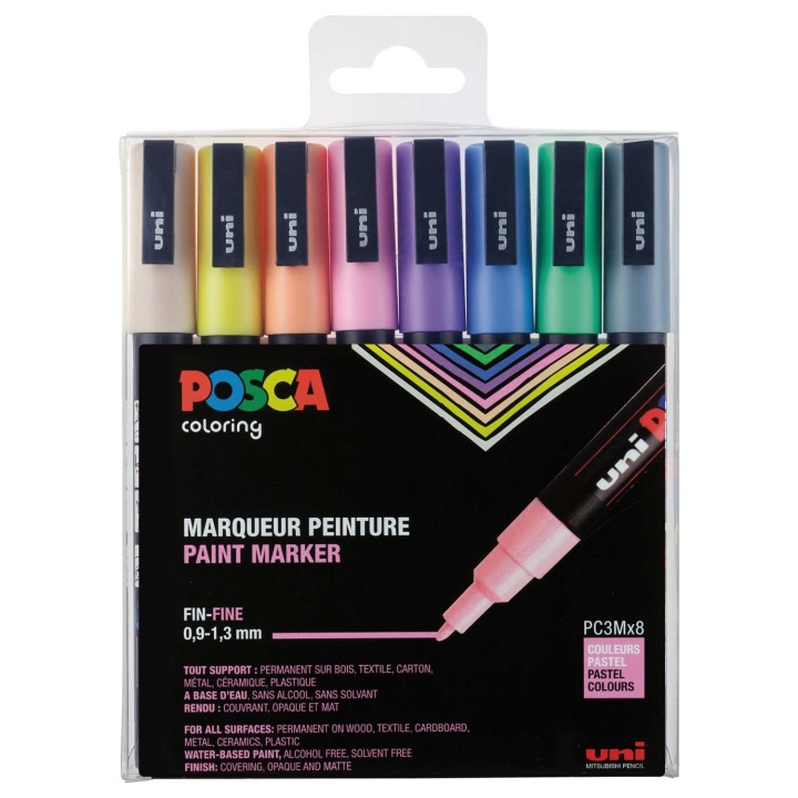 Posca PC-3M Pastelli 8-setti ryhmässä Kynät / Taiteilijakynät / Maalitussit @ Pen Store (110427)