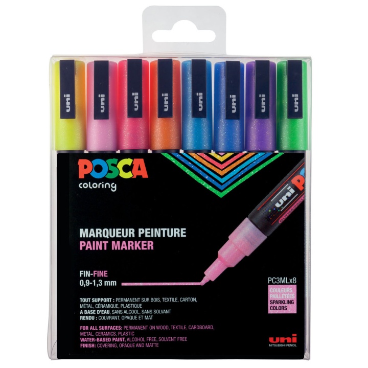 Posca PC-3M Sparkling tones 8-setti ryhmässä Kynät / Taiteilijakynät / Maalitussit @ Pen Store (110429)