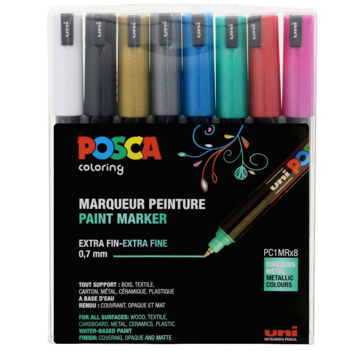 Posca PC-1MR Metallic 8-setti ryhmässä Kynät / Taiteilijakynät / Maalitussit @ Pen Store (110432)