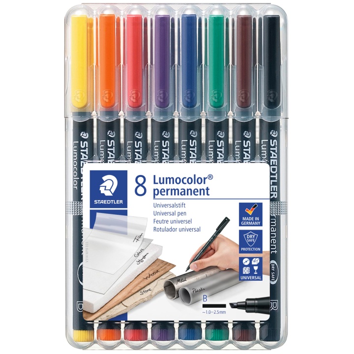 8 kpl Lumocolor permanent Broad ryhmässä Kynät / Toimisto ja merkkaus / Merkkauskynät @ Pen Store (111075)
