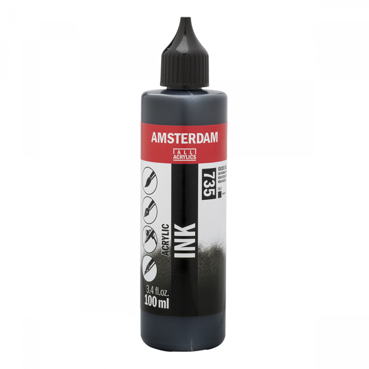 Acrylic Ink 100 ml Oxide Black ryhmässä Taiteilijatarvikkeet / Taiteilijavärit / Akryylivärit @ Pen Store (125676)