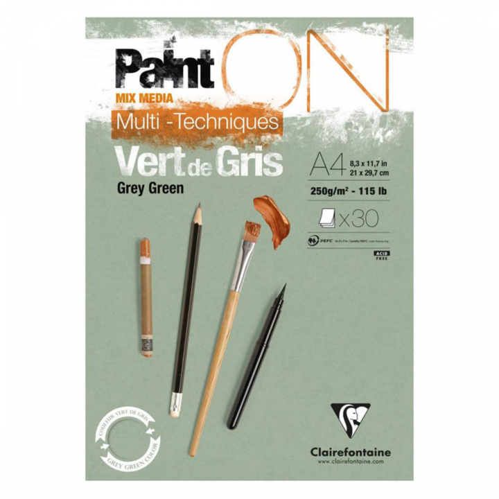 Paint'ON Taiteilijalehtiö Grey Green A4 ryhmässä Paperit ja Lehtiöt / Taiteilijalehtiöt / Akvarellipaperit @ Pen Store (127404)