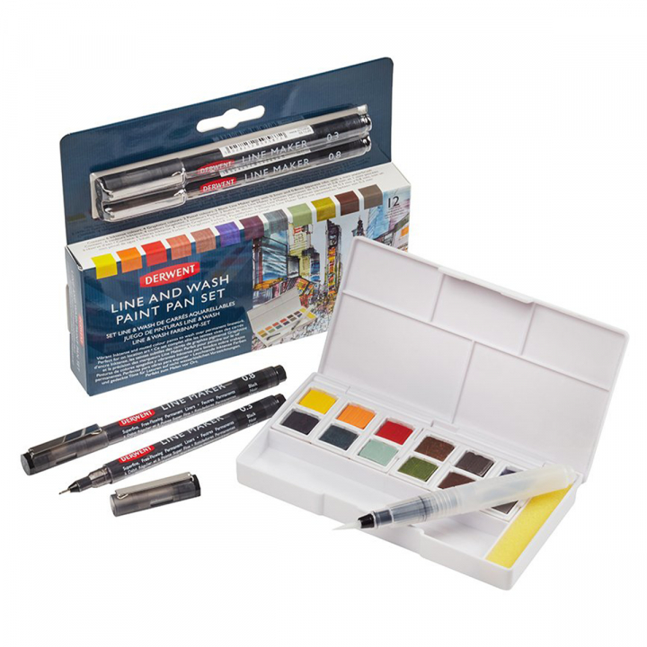 Line & Wash Paint Pan Set 12 puolikuppia ryhmässä Taiteilijatarvikkeet / Taiteilijavärit / Akvarellivärit @ Pen Store (128196)