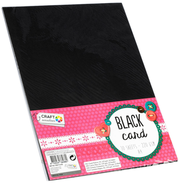 Black Card A4 220gsm 10-pack ryhmässä Askartelu ja Harrastus / Askartelu / Tee se itse @ Pen Store (129394)