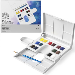 Cotman Akvarelliväri Compact Box 14 ½ - Kuppia ryhmässä Taiteilijatarvikkeet / Taiteilijavärit / Akvarellivärit @ Pen Store (107239)