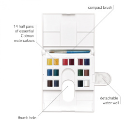 Cotman Akvarelliväri Compact Box 14 ½ - Kuppia ryhmässä Taiteilijatarvikkeet / Taiteilijavärit / Akvarellivärit @ Pen Store (107239)