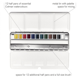 Cotman Akvarelliväri Blue Box 12 ½ - Kuppia ryhmässä Taiteilijatarvikkeet / Taiteilijavärit / Akvarellivärit @ Pen Store (107241)