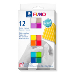 FIMO Soft Muovailusavi 12 x 25 g Brilliant colours ryhmässä Askartelu ja Harrastus / Askartelu / Muovailusavi @ Pen Store (126650)