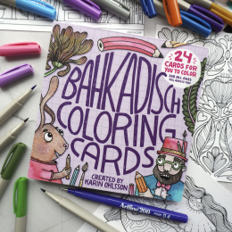 BahKadisch Coloring Cards Purple ryhmässä Askartelu ja Harrastus / Kirjat / Aikuisten värityskirjat @ Pen Store (131515)
